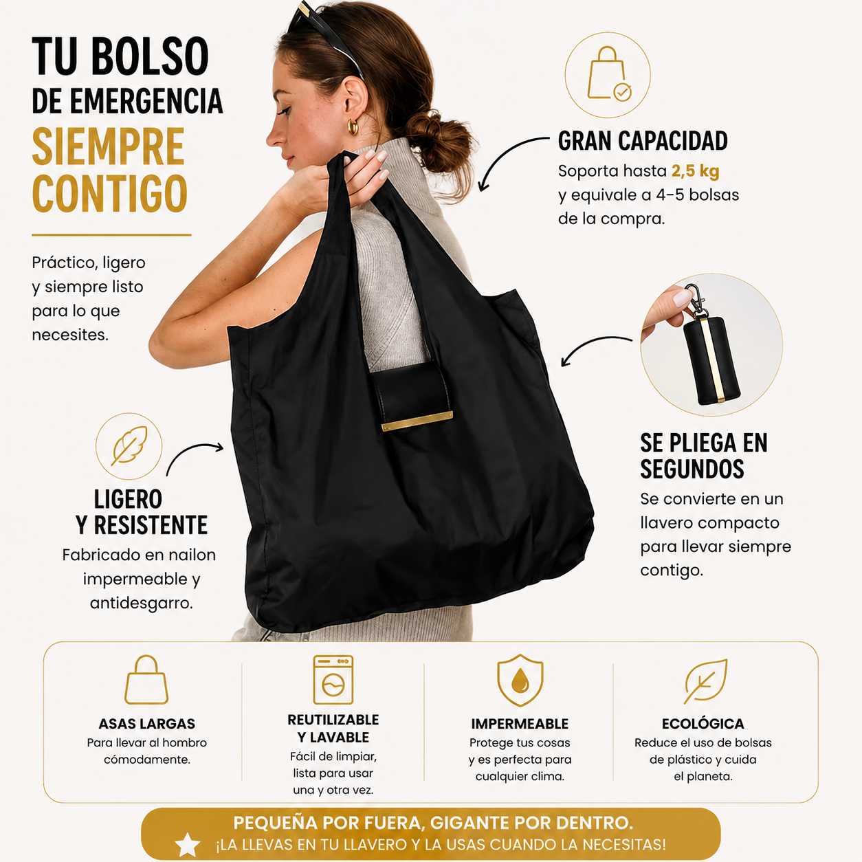 PocketBag™ | Bolsa Plegable con Llavero